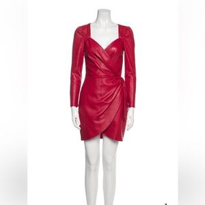 SAYLOR Bold Red Long Sleeve Faux Leather Dress